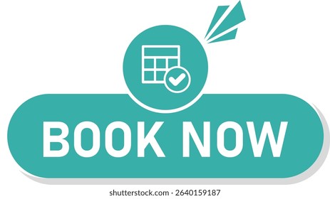 Flat "Book Now" button with clean design, perfect for reservations, appointments, hotels, events, or services on websites, apps, and promotional banners.