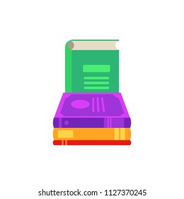 Flat book pile or column. Paper symbol of education, library literature and wisdom. School, college or university studying equipment. Vector isolated illustration.