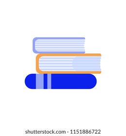 Flat book pile or column side view. Paper symbol of education, library literature and wisdom. School, college or university studying equipment. Vector isolated illustration.