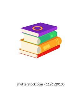 Flat book pile or column top view. Paper symbol of education, library literature and wisdom. School, college or university studying equipment. Vector isolated illustration.