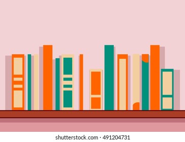 Flat Bookshelf vector illustration