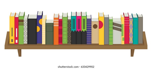 Flat bookshelf. Vector illustration. Modern design