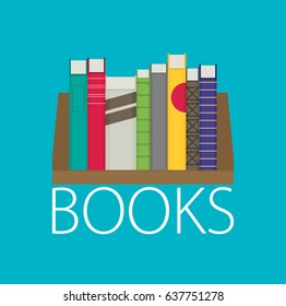 Flat bookshelf. Vector illustration. Modern design