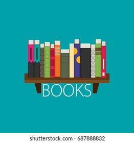 Flat bookshelf. Vector illustration. Modern design