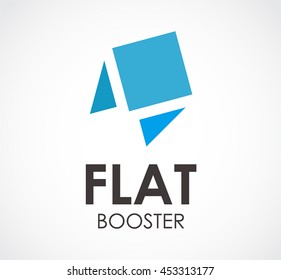 Flat booster of flying abstract vector and logo design or template sky business icon of company identity symbol concept