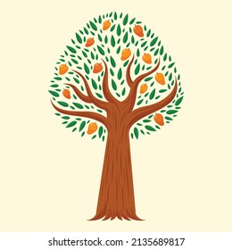 Flat botanical mango tree illustration vector