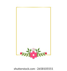 Flat Botanical Pink Floral Elements for Wedding and Greeting Cards