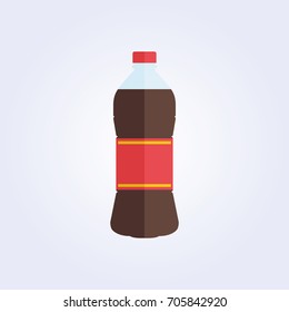 Flat bottle cola yellow red label white background