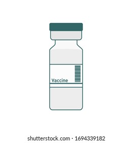 Frasco plano de vector de la vacuna del coronavirus aislado sobre fondo blanco. 