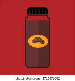 
Flat and bottle design coffee. illustration of a coffee bottle or glass.