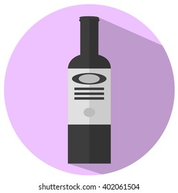 Flat bottle. Vector item sign. Pastel gray and light violet modern icon
