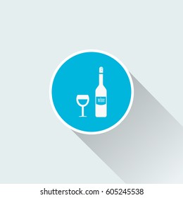 Flat bottle of wine and a glass icon