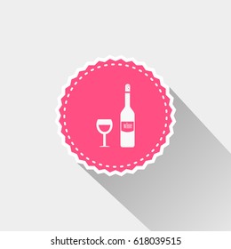 Flat bottle of wine and a glass icon