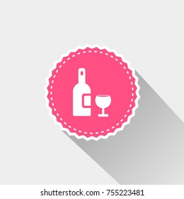 flat bottle wine with glass icon