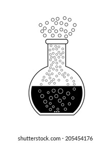 Flat bottom chemical flask - laboratory glassware, isolated on white background; 2d illustration, vector, eps 8