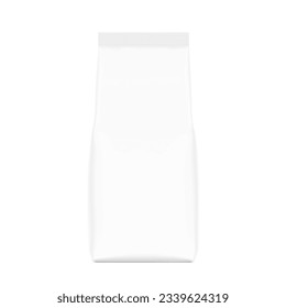 Flat bottom pouch bag mockup. Vector illustration isolated on white background. Front view. Perfect for the presentation your product. EPS10.