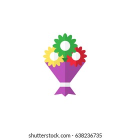 Flat Bouquet Element. Vector Illustration Of Flat Flower Isolated On Clean Background. Can Be Used As Bouquet, Flower And Plant Symbols.