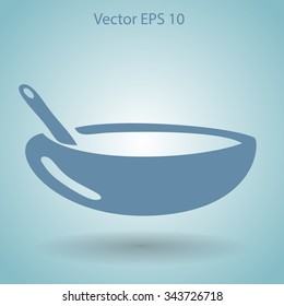 Flat bowl icon. Vector.