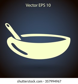 Flat bowl icon. Vector.