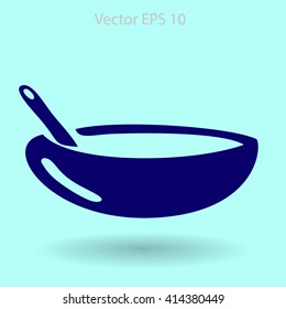 Flat bowl icon. Vector.