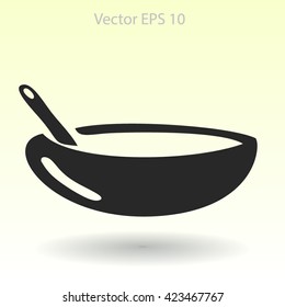 Flat bowl icon. Vector.