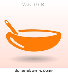 Flat bowl icon. Vector.