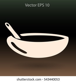 Flat bowl icon. Vector.