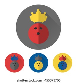 Flat bowling ball with crown. Bowling icons vector