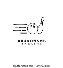 flat bowling cartoon logo icon design template black modern vector illustration