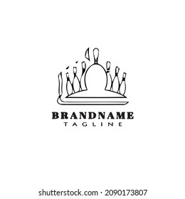 flat bowling cartoon logo icon design template black modern vector illustration