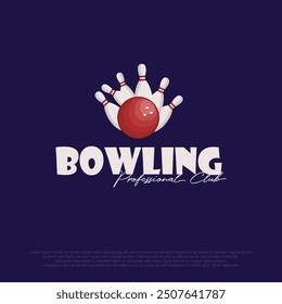 flat bowling logo design. simple bowling ball and pins. bowling icon for bowling club and team