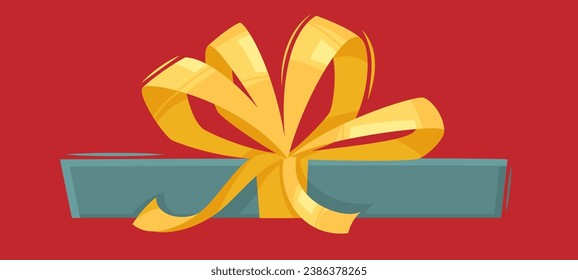 flat box with gift with festive ribbon