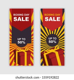Flat boxing day sale banners in red shades. - Vector