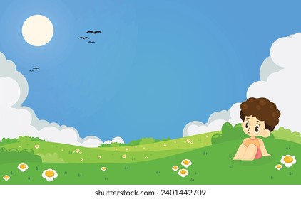Flat boy flower design background