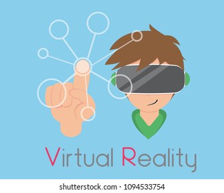 Flat Boy are Playing Virtual Reality.
New technology that takes you into the limitless world.