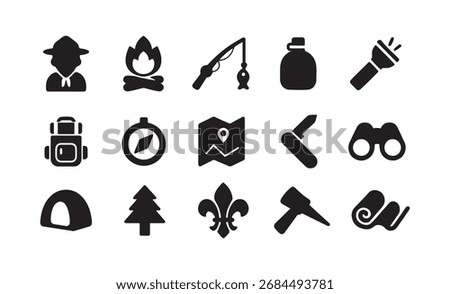 Flat Boy Scout and Adventure Icon Pack