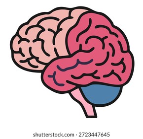 Icono de anatomía del cerebro plano que muestra el sistema nervioso humano para la educación