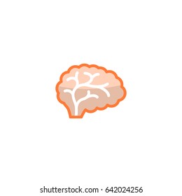 Flat Brain Element. Vector Illustration Of Flat Mind Isolated On Clean Background. Can Be Used As Brain, Mind And Thinking Symbols.