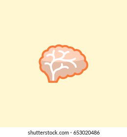 Flat Brain Element. Vector Illustration Of Flat Mind Isolated On Clean Background. Can Be Used As Brain, Mind And Thinking Symbols.
