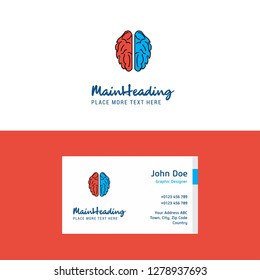 Flat Brain  Logo and Visiting Card Template. Busienss Concept Logo Design