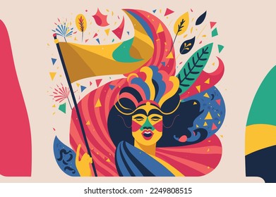 flat Brazilian carnival background, celebration illustration.