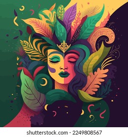 flat Brazilian carnival background, illustration.