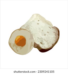 Flat bread and fried egg vector illustration isolated without background