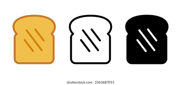 Flat bread, toasted bread vector icon illustration material color black and white