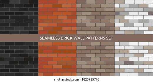 Flat Brick Walls Seamless Texture Decorative Background Vector Illustration Set - Shutterstock ID 1825915778