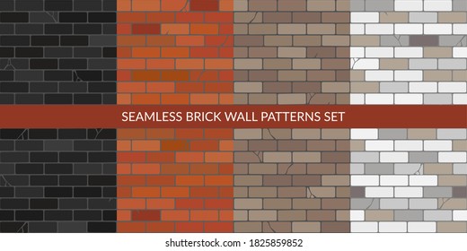 Flat Brick Walls With Some Broken Bricks Seamless Texture Decorative Background Vector Illustration Set - Shutterstock ID 1825859852