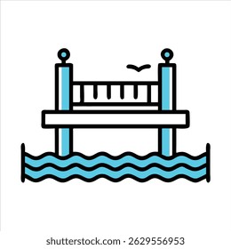 Flat bridge object icon design concept isolated