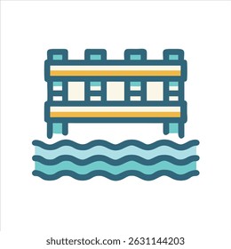 Flat bridge object icon modern design concept isolated