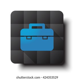 Flat Briefcase icon on black app button with drop shadow