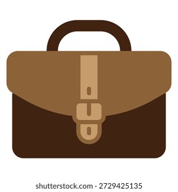 Flat briefcase icon for work, business job, and career portfolio.